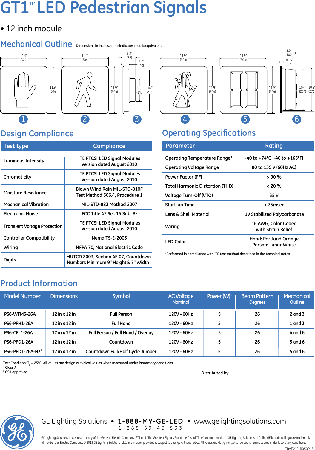 Page 2 of 2 - Ge-Appliances Ge-Pedestrian-Signals-Specification-Sheet- GE LED Transportation Traffic Signal Lighting Pedestrian Modules GT1 12inch Data Sheet |  Ge-pedestrian-signals-specification-sheet