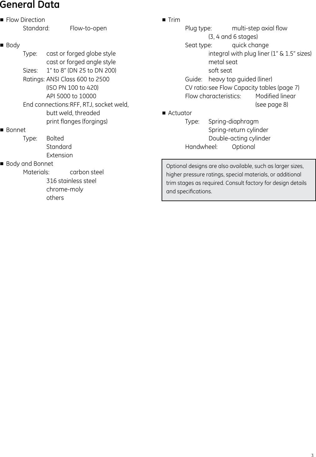 Page 3 of 12 - Ge-Appliances Ge-Severe-Service-Valves-Masoneilan-Lincolnlog-Valve-Technical-Specifications-  Ge-severe-service-valves-masoneilan-lincolnlog-valve-technical-specifications