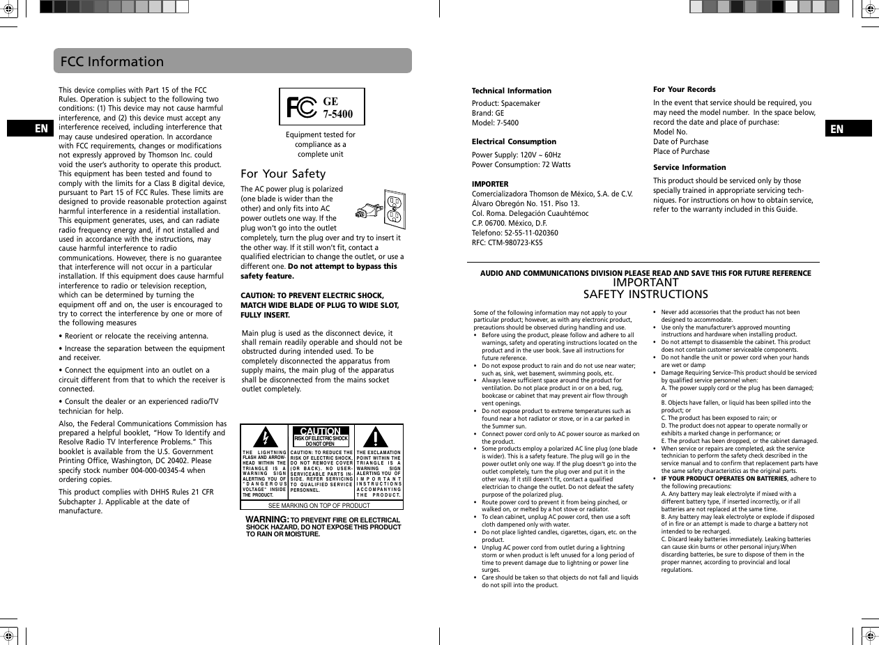 Page 2 of 12 - Ge-Appliances Ge-Spacemaker-7-5400-Users-Manual- ManualsLib - Makes It Easy To Find Manuals Online!  Ge-spacemaker-7-5400-users-manual