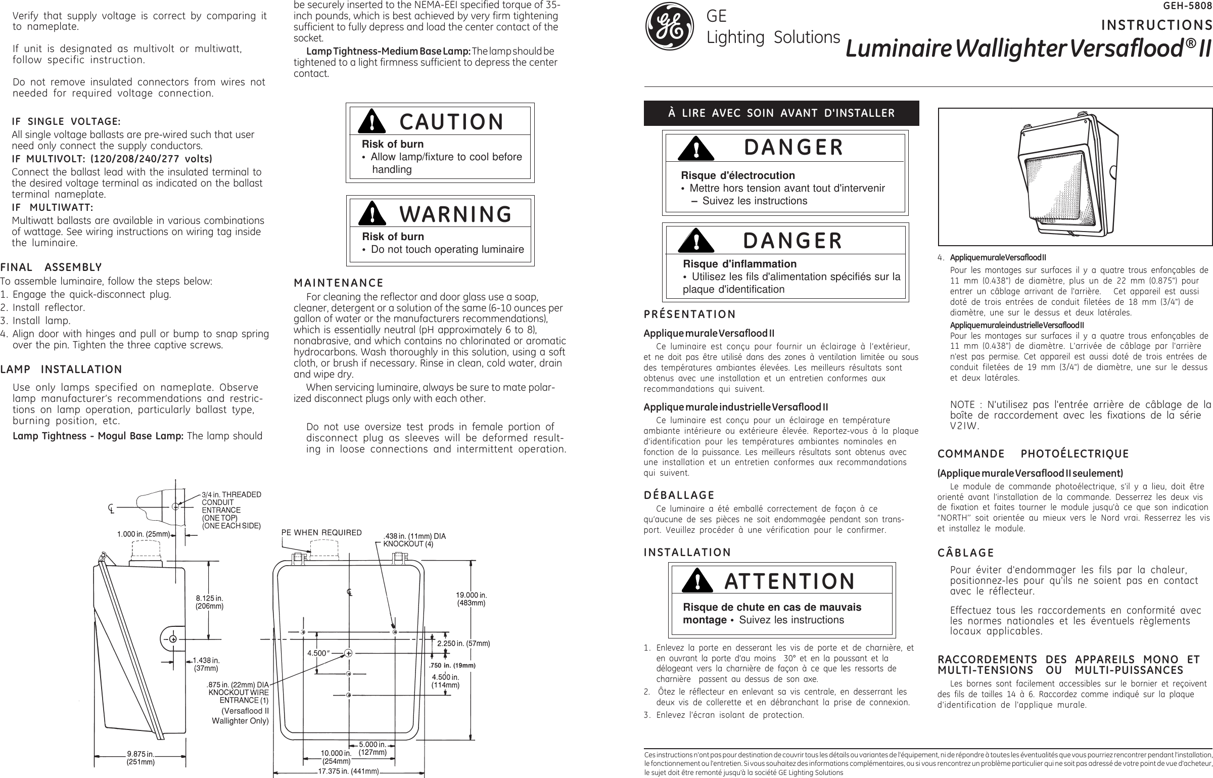 Ge Appliances V2Fw Installation Guide Outdoor Area Wall Lighting