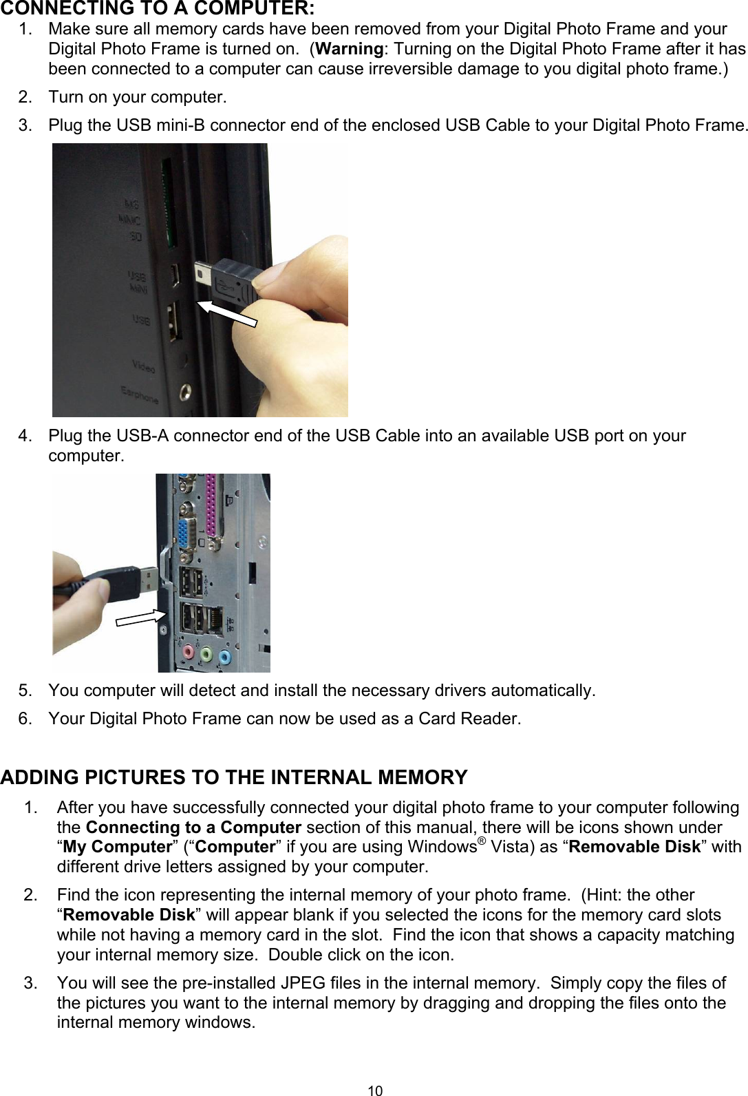 Page 10 of 12 - Gear-Head Gear-Head-Gear-Head-Digital-Photo-Frame-10-4Dpf200-Users-Manual WWM161299_109240_GH_10_4DPF200_Rev070817