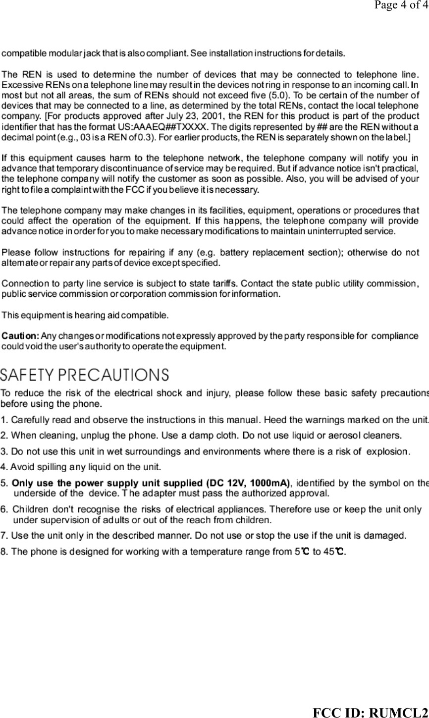 Page 4 of 4 FCC ID: RUMCL2        