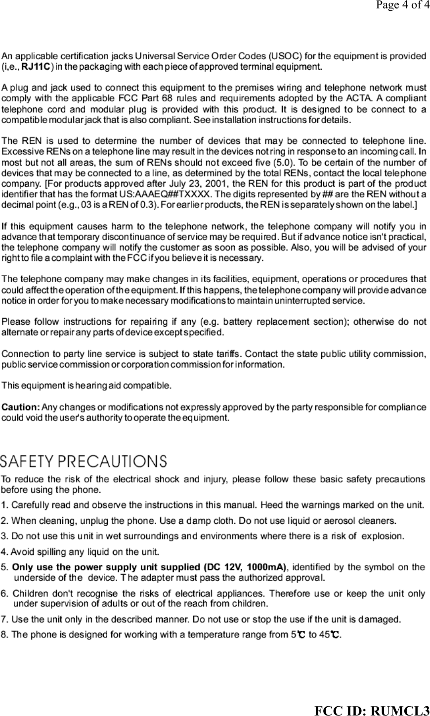 Page 4 of 4 FCC ID: RUMCL3     