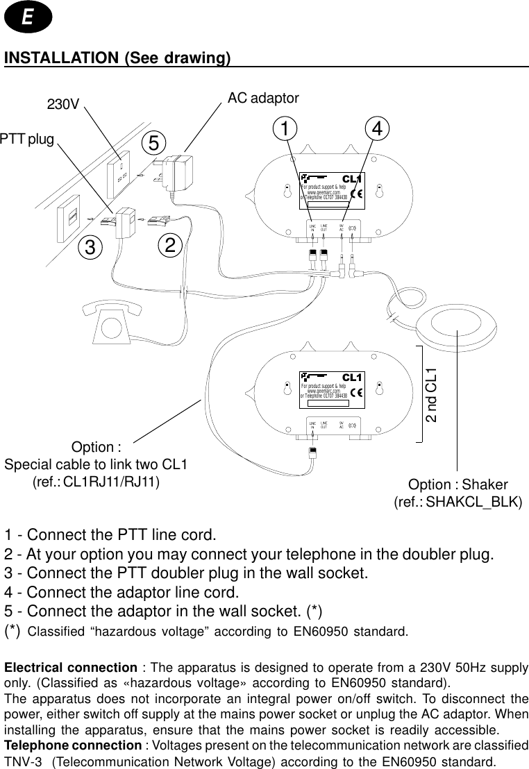 Page 3 of 6 - Geemarc Geemarc-Telephone-Ring-Amplifier-And-Flasher-Cl1-Users-Manual- UGBB100FT  Geemarc-telephone-ring-amplifier-and-flasher-cl1-users-manual