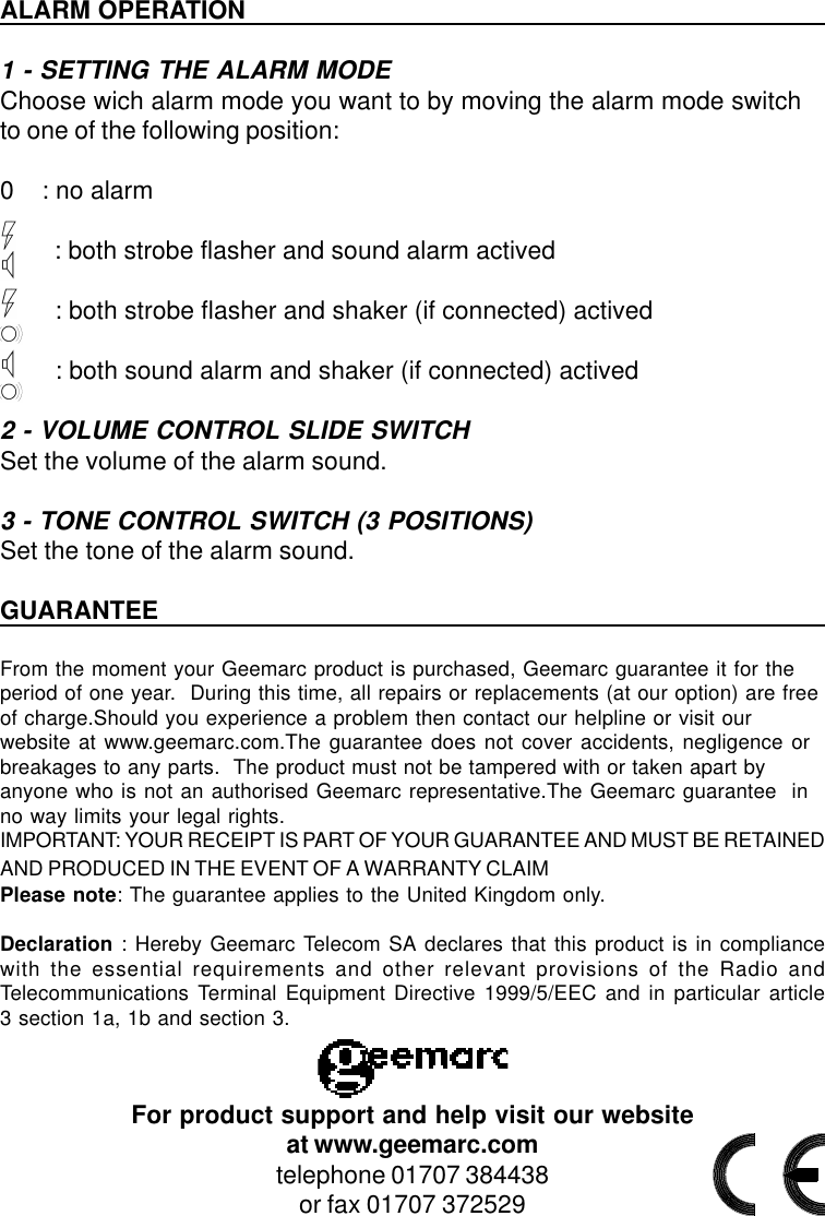 Page 4 of 6 - Geemarc Geemarc-Telephone-Ring-Amplifier-And-Flasher-Cl1-Users-Manual- UGBB100FT  Geemarc-telephone-ring-amplifier-and-flasher-cl1-users-manual