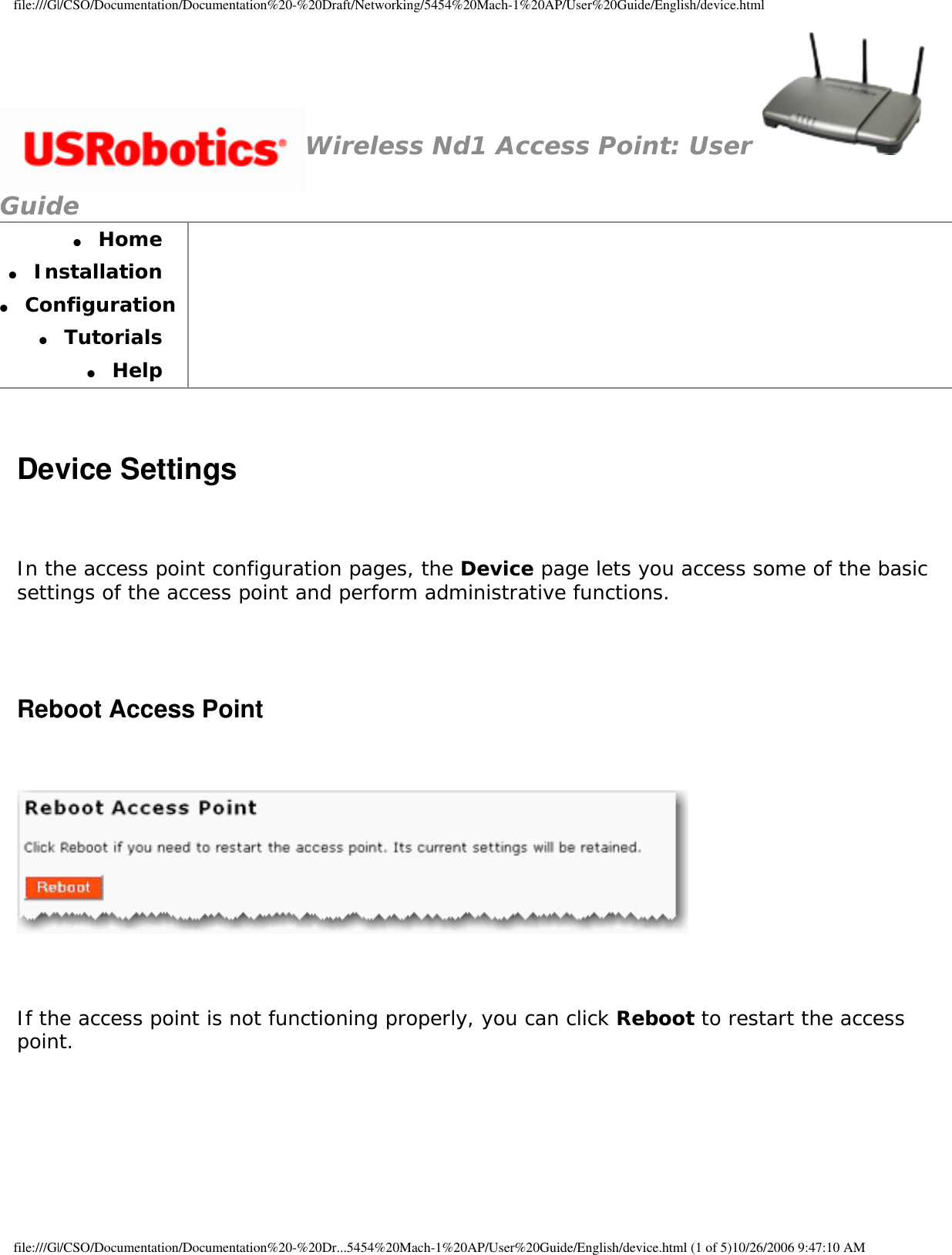 Page 54 of GemTek Technology A950630GN USRobotics Wireless Nd1 Access Point User Manual Manual