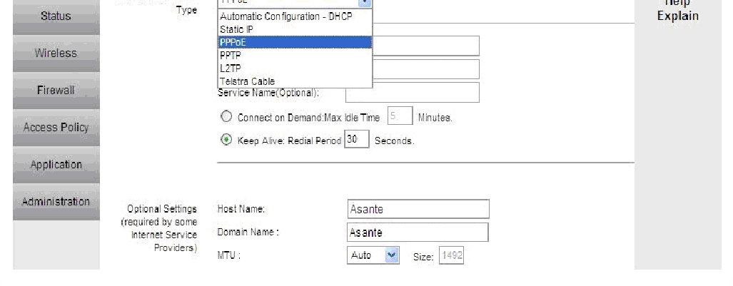  9 DSL For DSL users, follow the steps below to configure the router. Step 1 Select PPPoE from the drop-down menu.                                             