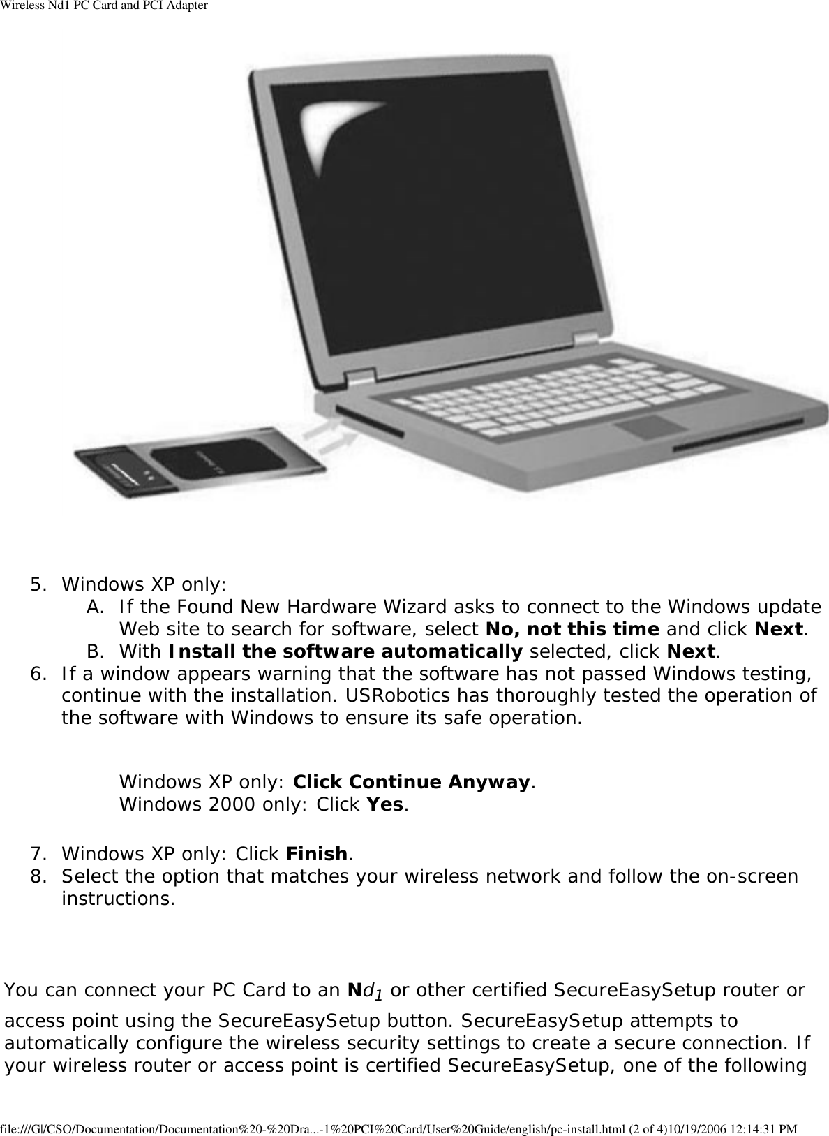 Page 10 of GemTek Technology P950622G USRobotics Wireless Nd1 PCI Adapter User Manual Wireless Nd1 PC Card and PCI Adapter