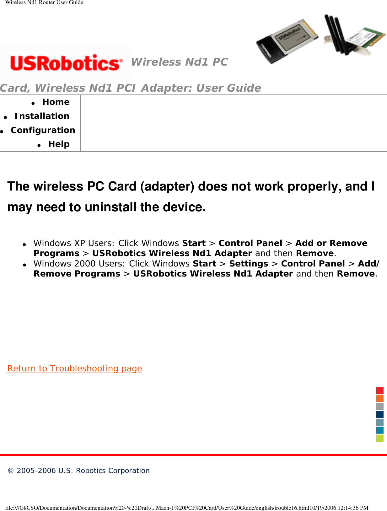 Page 43 of GemTek Technology P950622G USRobotics Wireless Nd1 PCI Adapter User Manual Wireless Nd1 PC Card and PCI Adapter