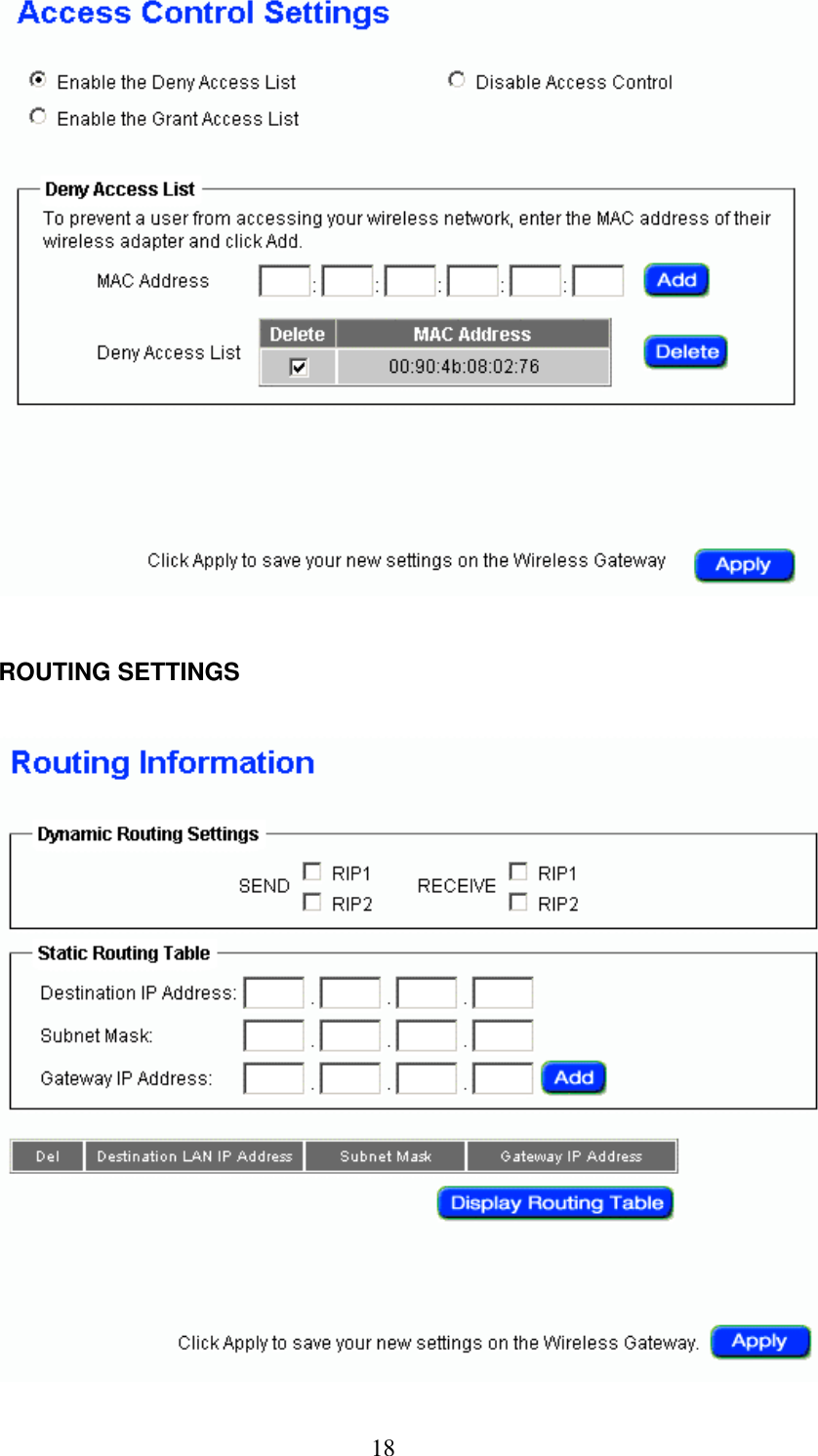18 ROUTING SETTINGS