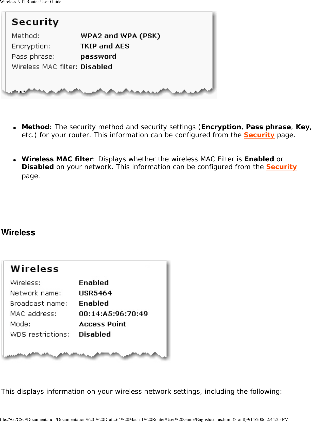 Page 76 of GemTek Technology R950630GN USRobotics Wireless Nd1 Router User Manual Wireless Nd1 Router User Guide