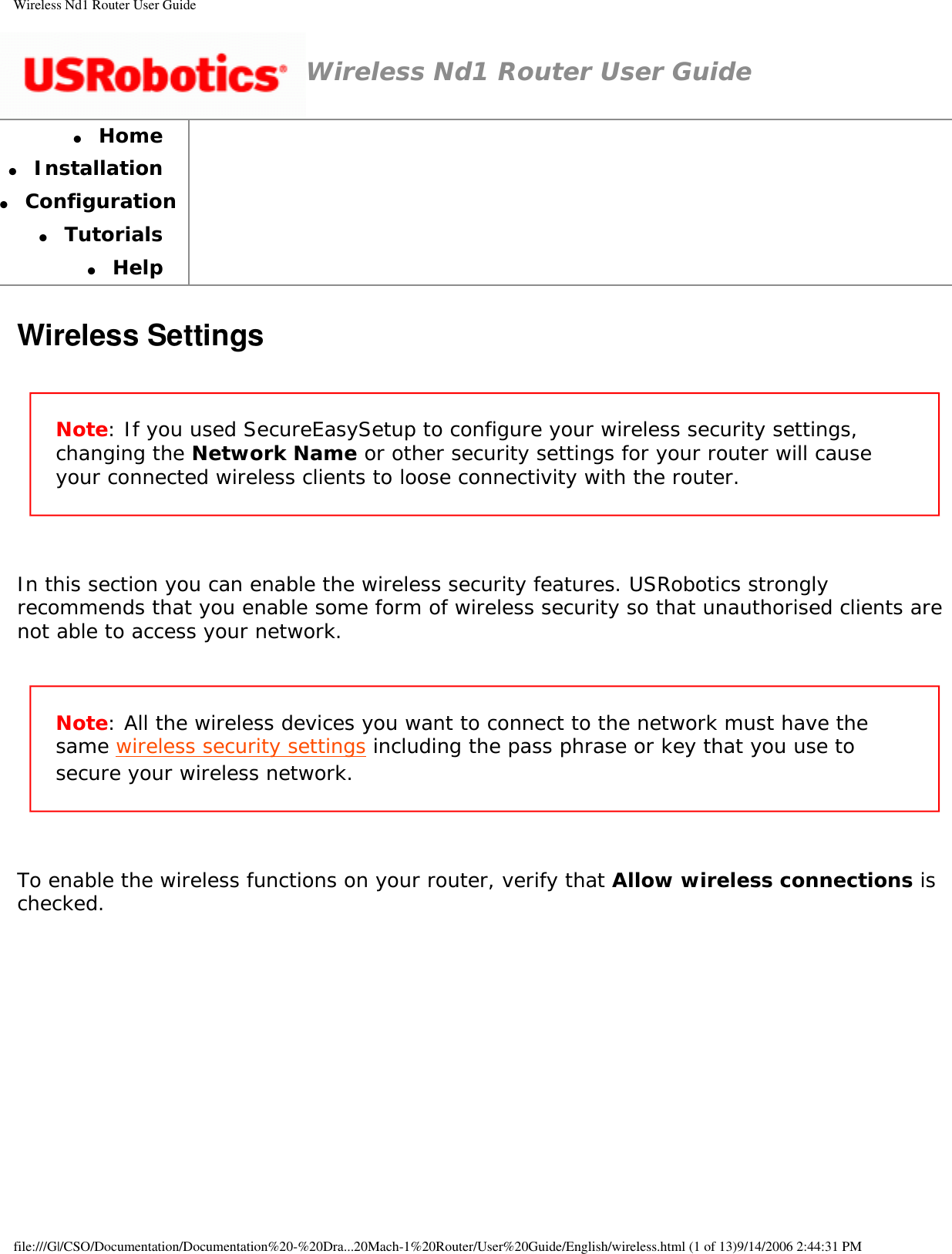 Page 30 of GemTek Technology R950630GN USRobotics Wireless Nd1 Router User Manual Wireless Nd1 Router User Guide