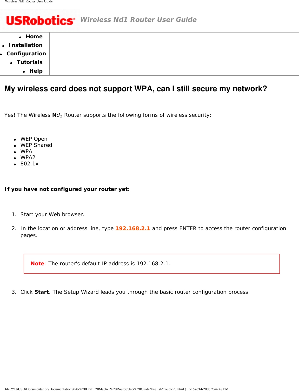 Page 50 of GemTek Technology R950630GN USRobotics Wireless Nd1 Router User Manual Wireless Nd1 Router User Guide