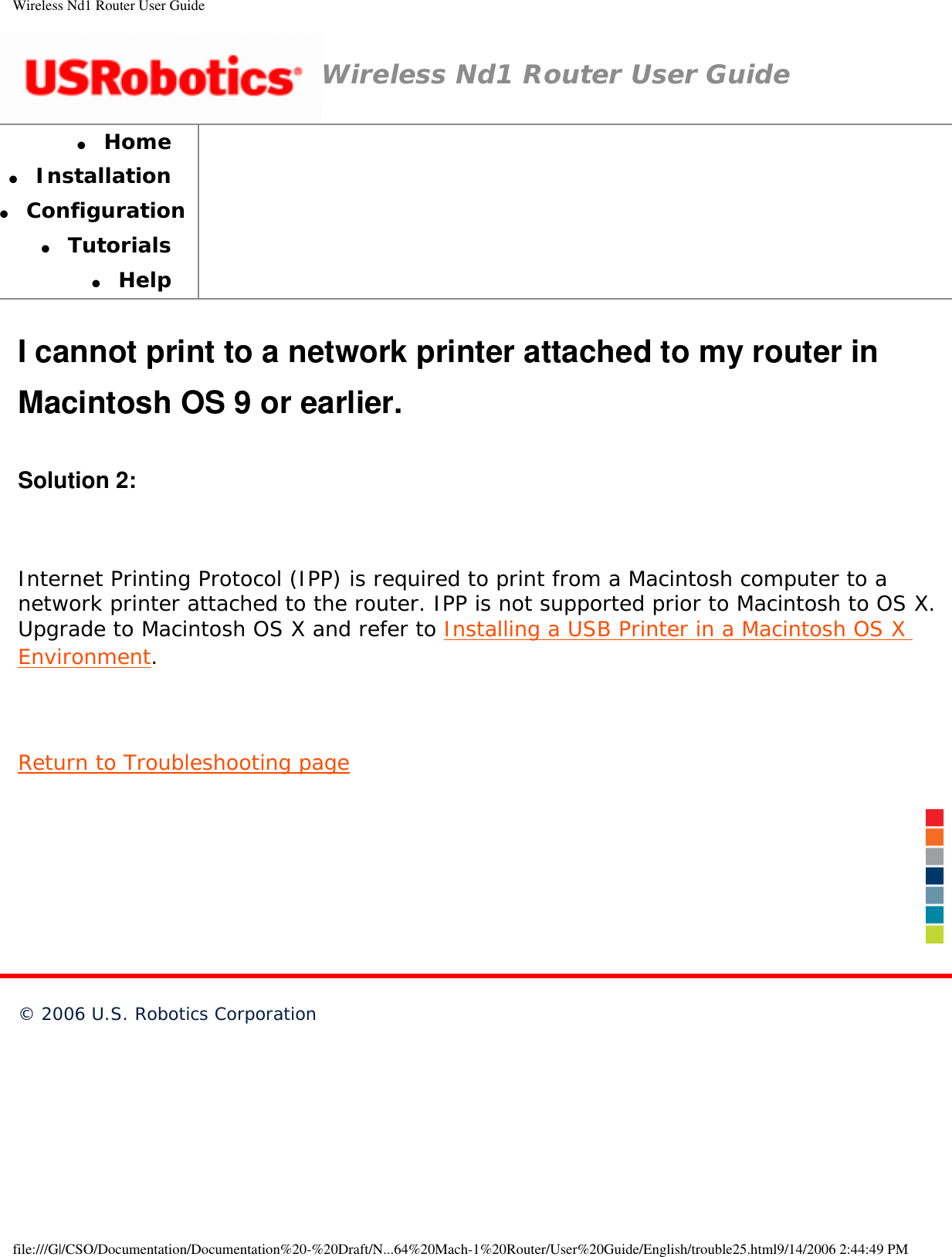 Page 2 of GemTek Technology R950630GN USRobotics Wireless Nd1 Router User Manual Wireless Nd1 Router User Guide