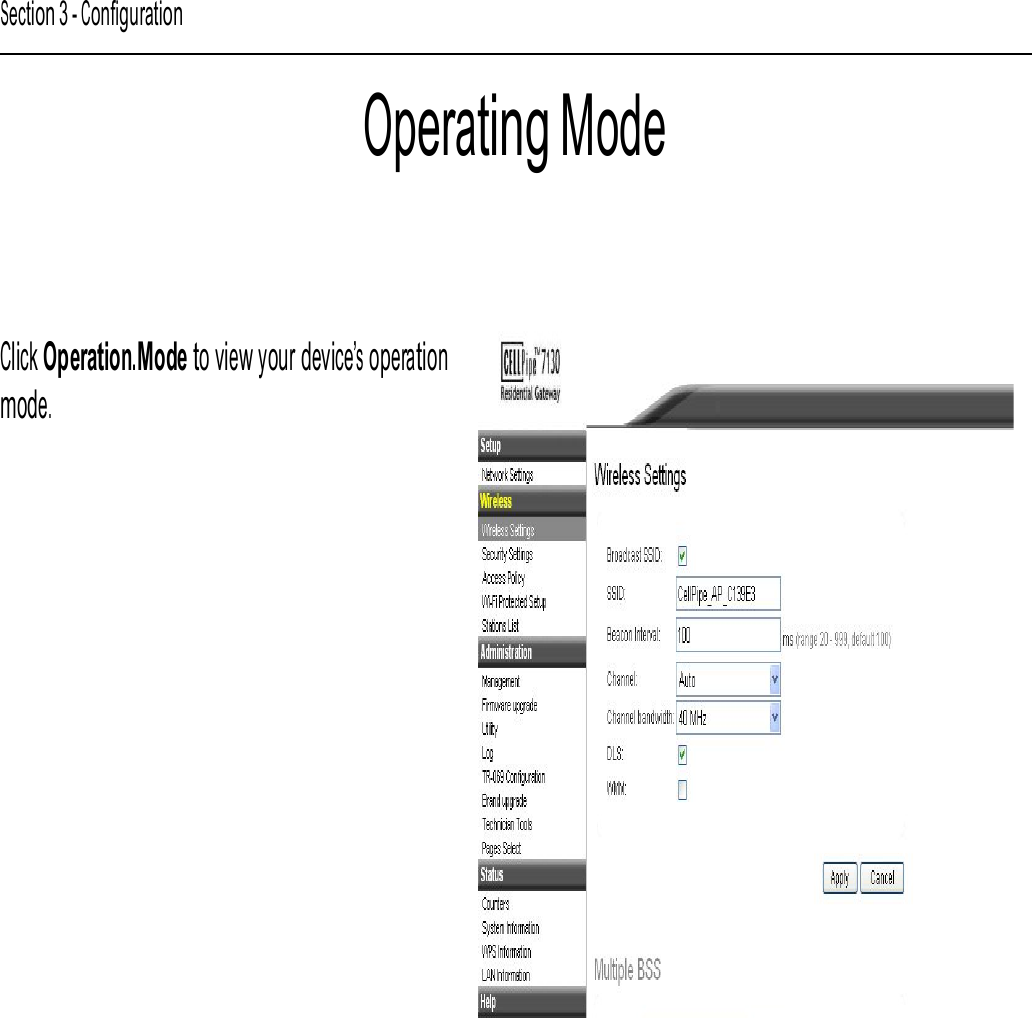 Section 3 - Configuration Operating Mode Click Operation.Mode to view your device’s operation mode. 15  