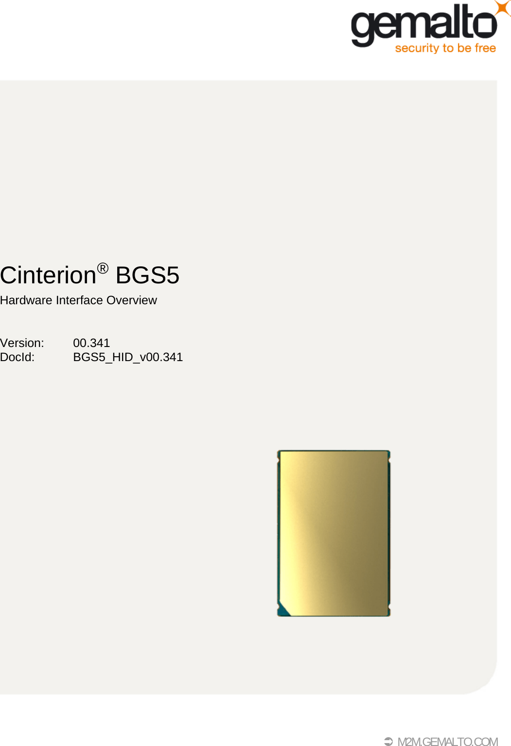  M2M.GEMALTO.COMCinterion® BGS5Hardware Interface OverviewVersion: 00.341DocId: BGS5_HID_v00.341