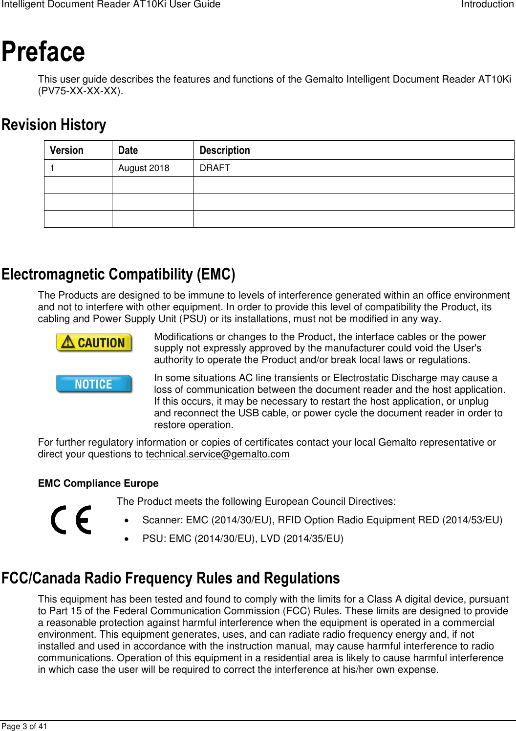 Page 3 of Gemalto PR01523 ation Scanner User Manual