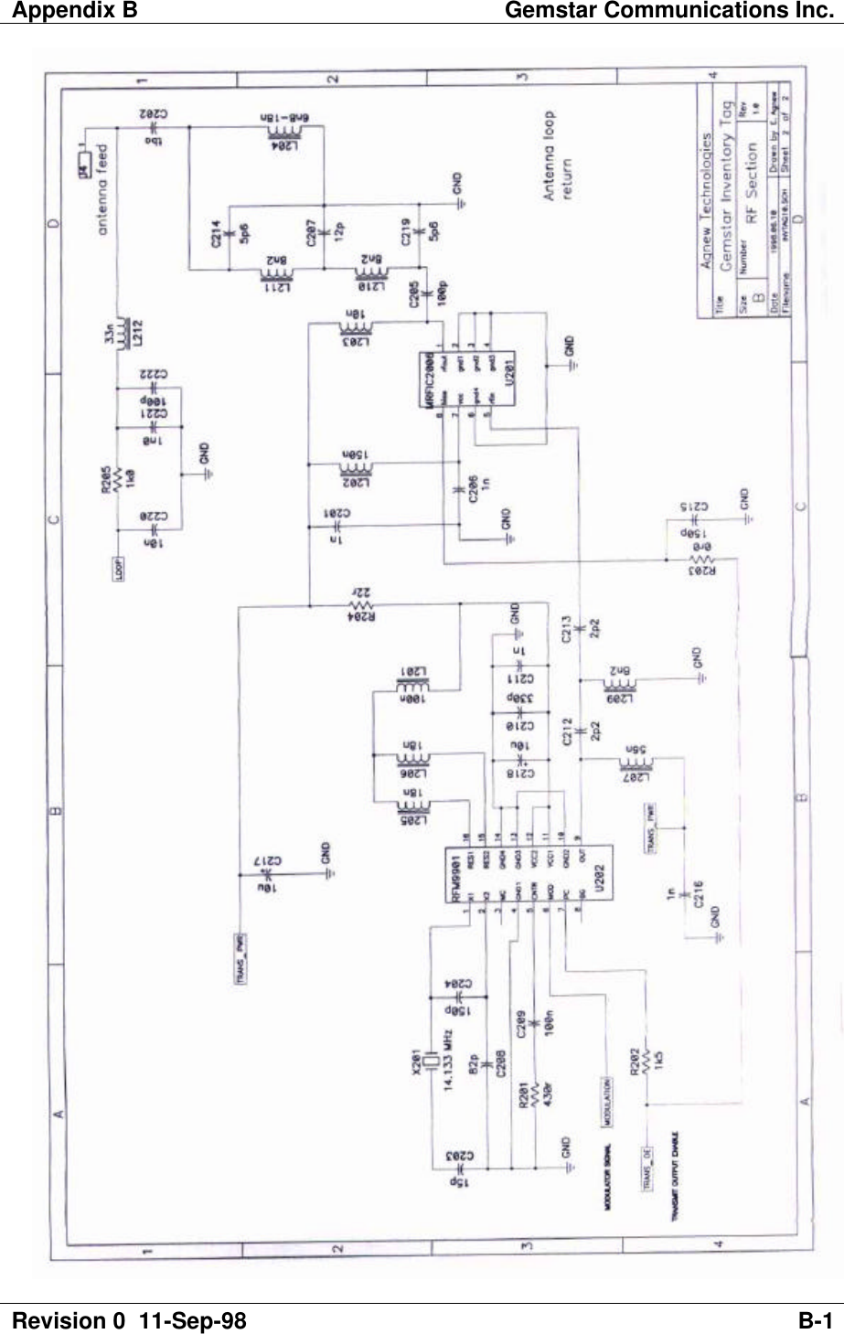 Appendix B Gemstar Communications Inc.Revision 0  11-Sep-98 B-1