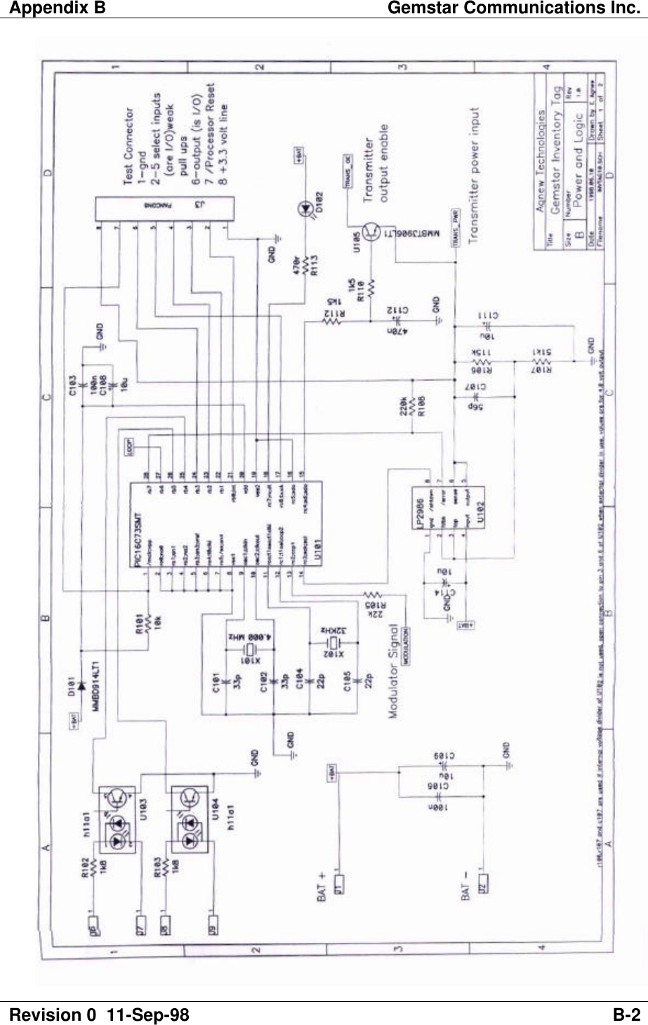 Appendix B Gemstar Communications Inc.Revision 0  11-Sep-98 B-2