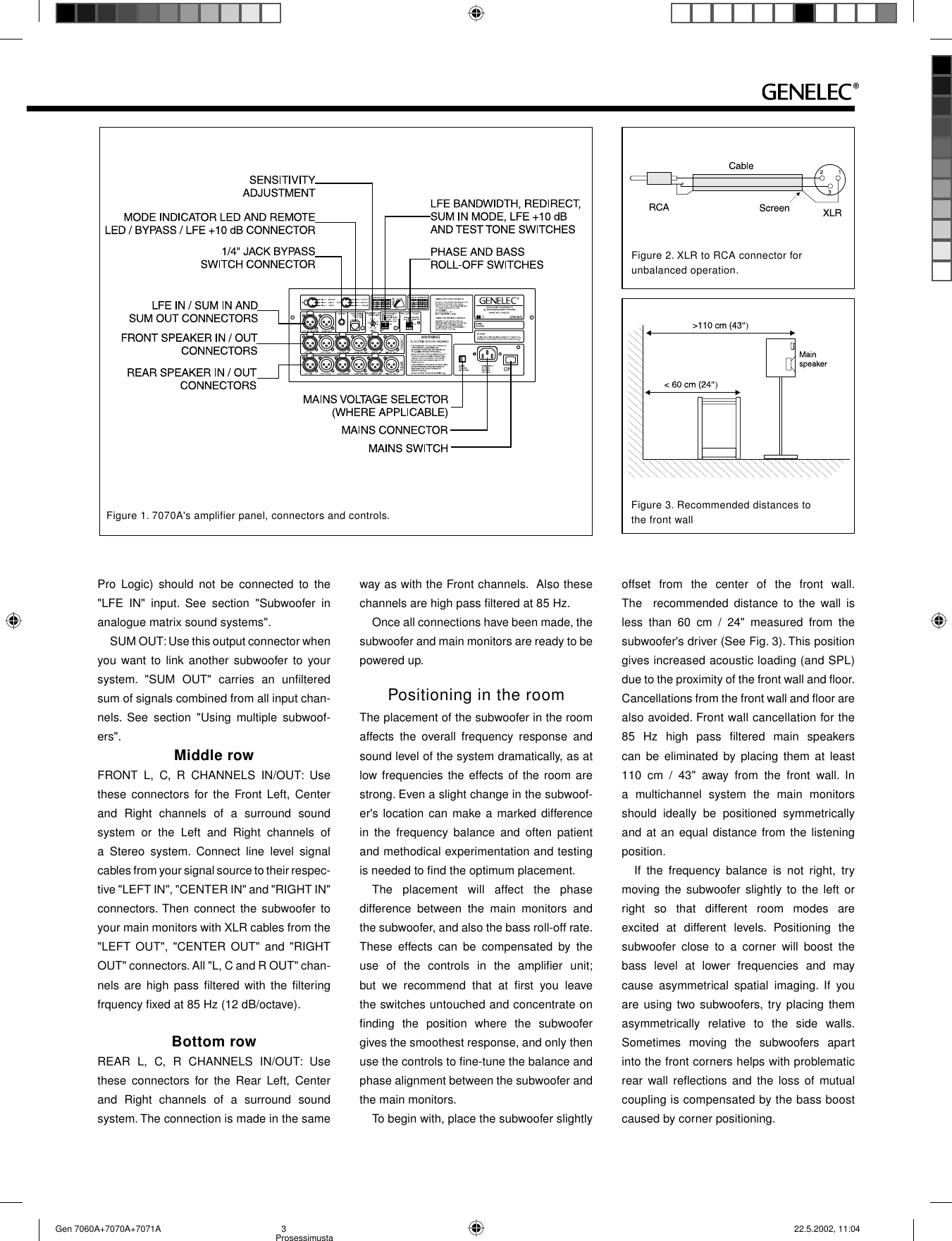 Page 3 of 8 - Genelec Genelec-7060A-Users-Manual- Gen 7060A+7070A+7071A  Genelec-7060a-users-manual