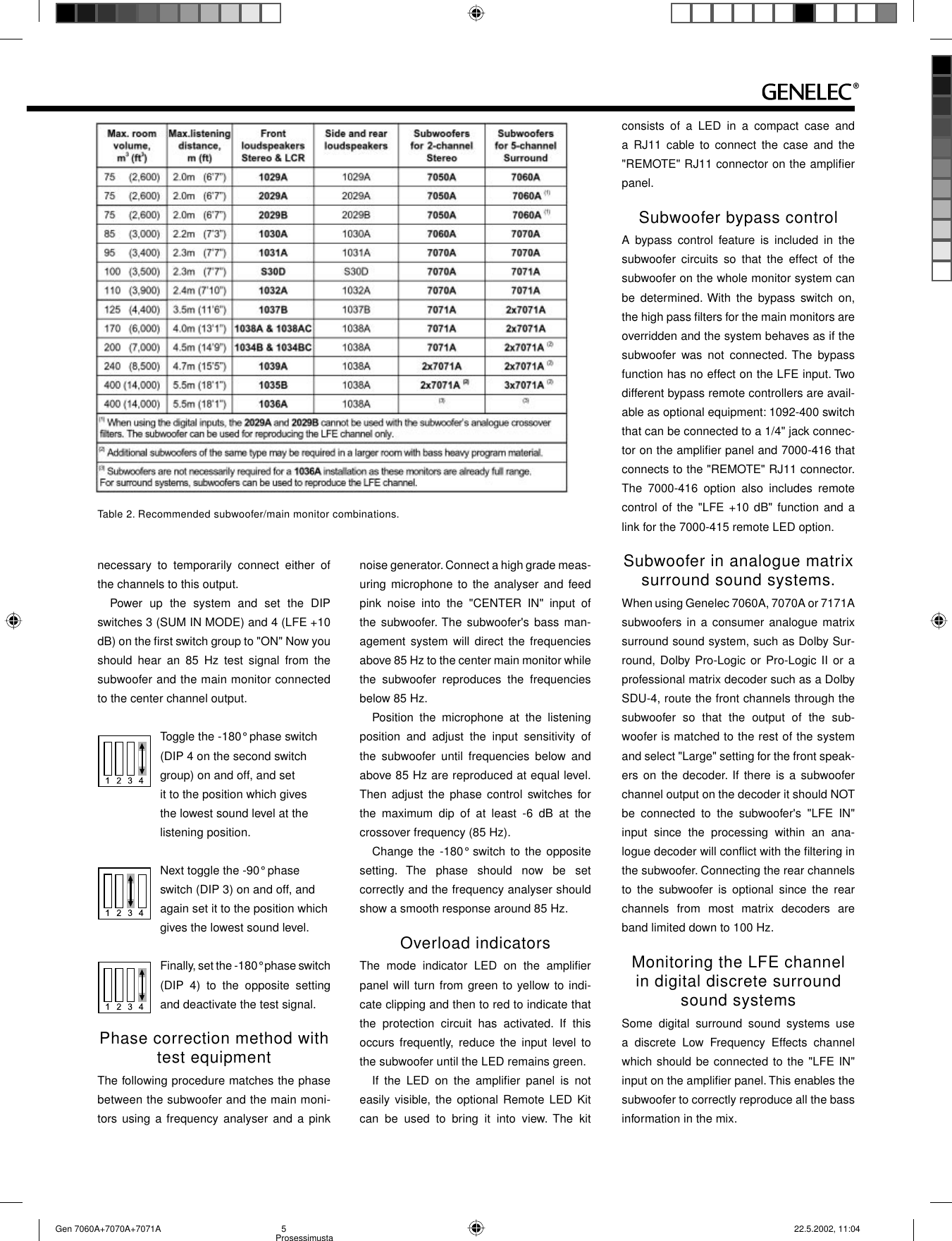 Page 5 of 8 - Genelec Genelec-7060A-Users-Manual- Gen 7060A+7070A+7071A  Genelec-7060a-users-manual