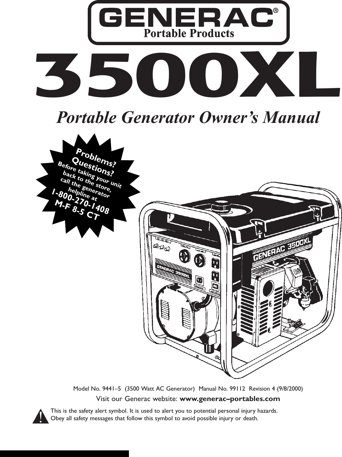 +Generac 3500Xl Caburetor Adjustment - Generac Power Systems 3500xl Owners Manual 820233 ...