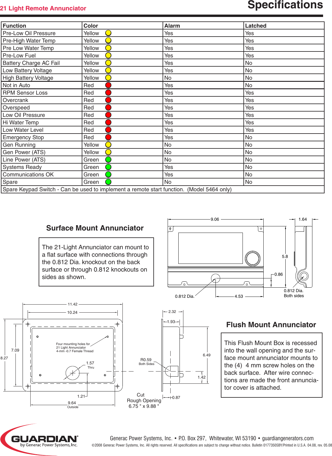 Generac Rxsw100a3 Spec Sheet