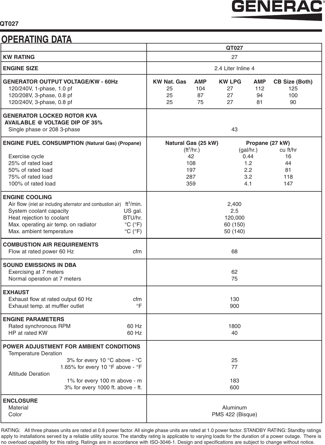 Page 3 of 4 - Generac-Power-Systems Generac-Power-Systems-Generac-Liquid-Cooled-Gas-Engine-Generator-Sets-Qt027-Users-Manual-  Generac-power-systems-generac-liquid-cooled-gas-engine-generator-sets-qt027-users-manual