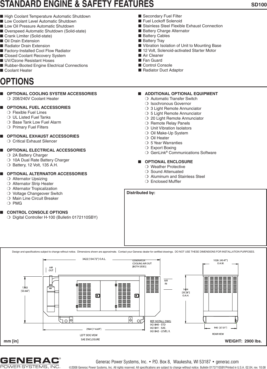 Page 4 of 4 - Generac Generac-Sd100-Users-Manual-  Generac-sd100-users-manual