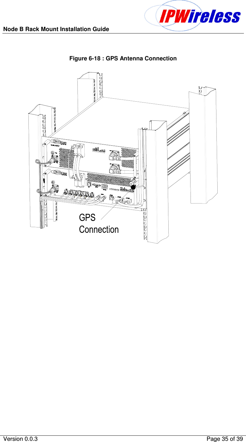Node B Rack Mount Installation Guide                          Version 0.0.3    Page 35 of 39    Figure 6-18 : GPS Antenna Connection   