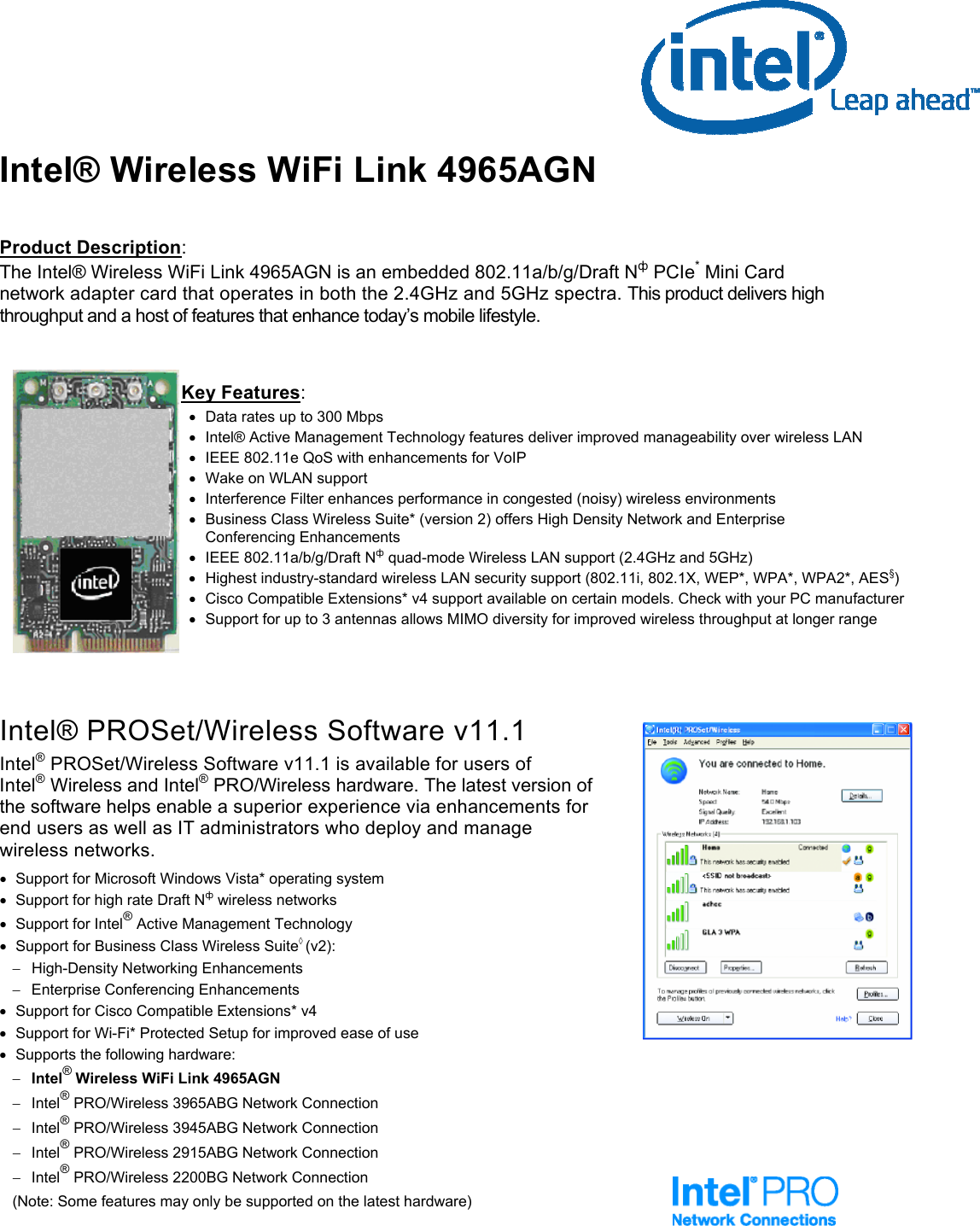 intel wifi link 4965agn driver windows 7 64 bit