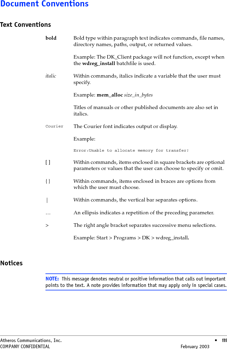 iv • Cardbus Card User’s Guide Atheros Communications, Inc.iv • February 2003 COMPANY CONFIDENTIALDO NOT COPY