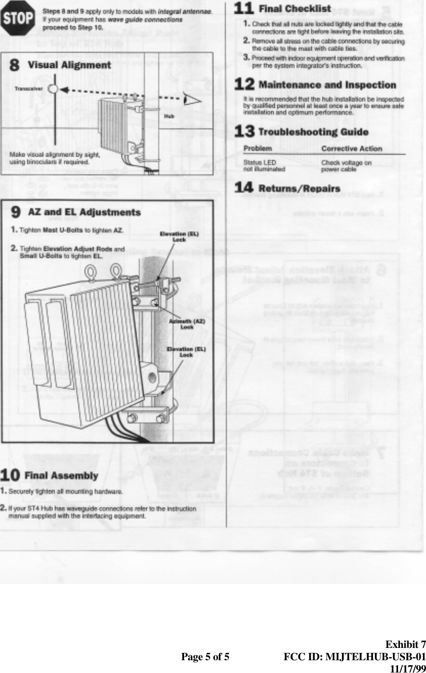 Exhibit 7Page 5 of 5 FCC ID: MIJTELHUB-USB-0111/17/99