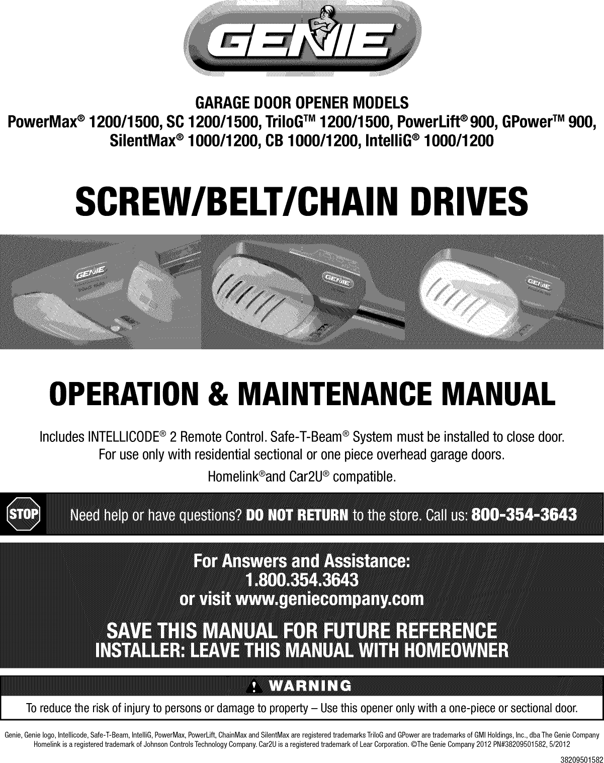 Genie 2562 1211175L User Manual GARAGE DOOR OPENER Manuals And Guides