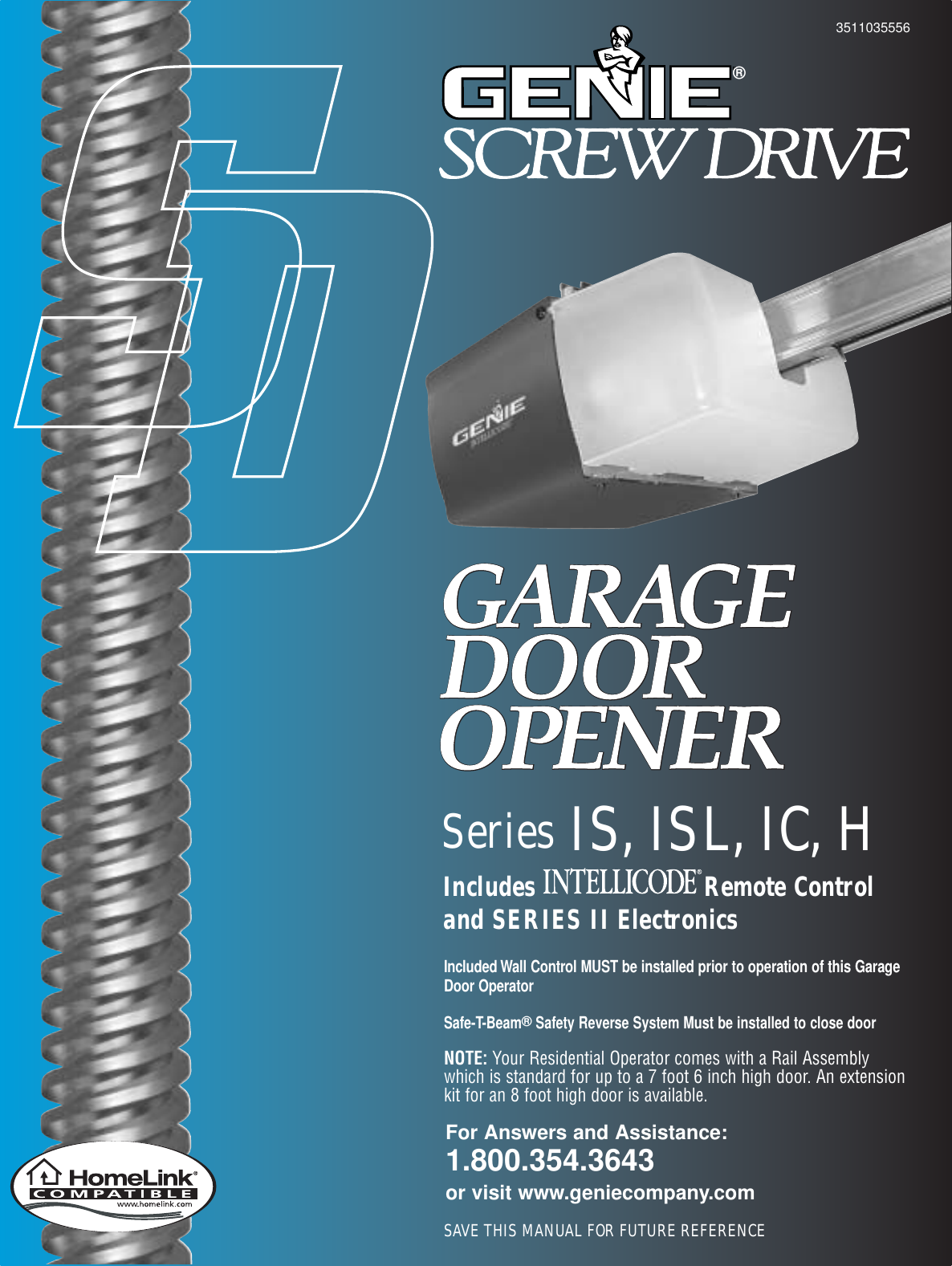 Genie Garage Door Opener 3511035556 Users Manual 10 04