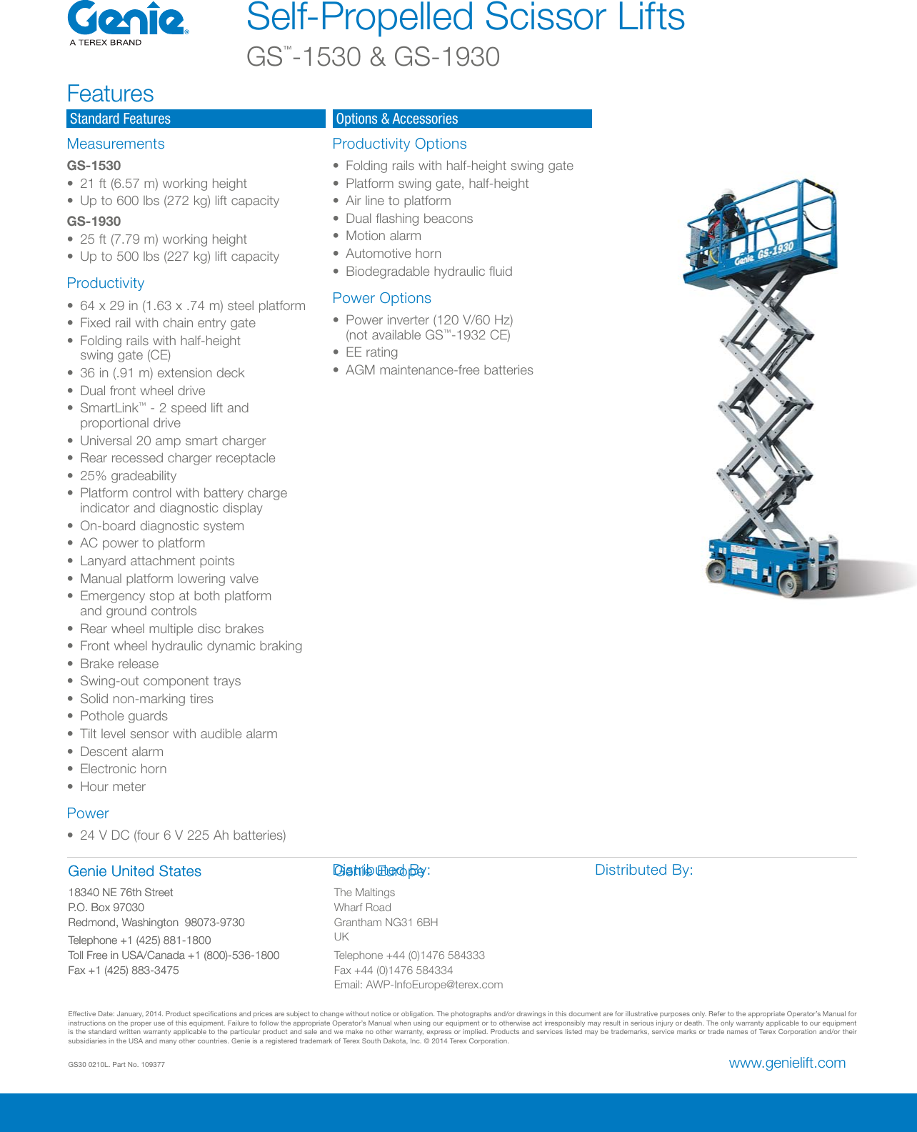 Page 2 of 2 - Genie Genie-Gs-1530-Product-Specifications- Scissors_Spec_1-22-14  Genie-gs-1530-product-specifications