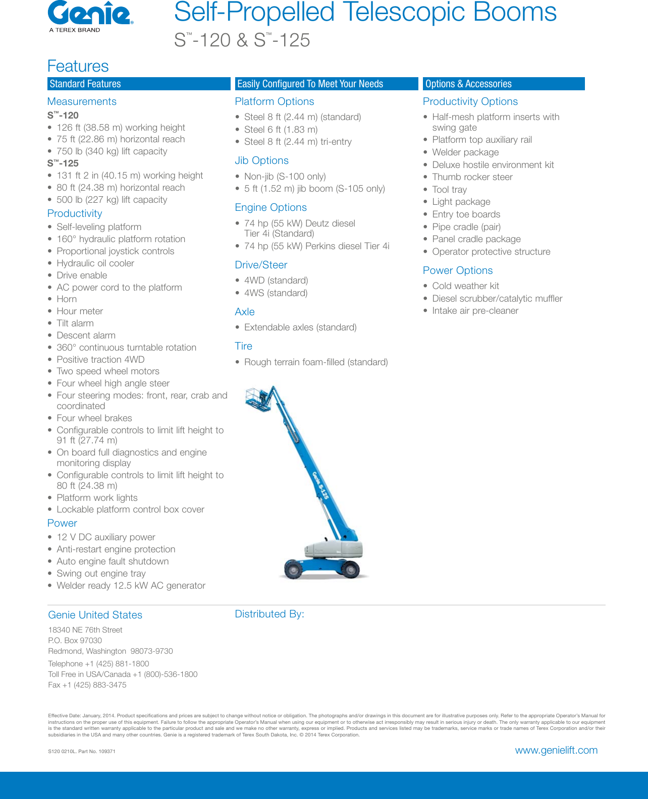 Page 2 of 2 - Genie Genie-S-125-Product-Specifications- S-Booms_Spec_1-22-14  Genie-s-125-product-specifications