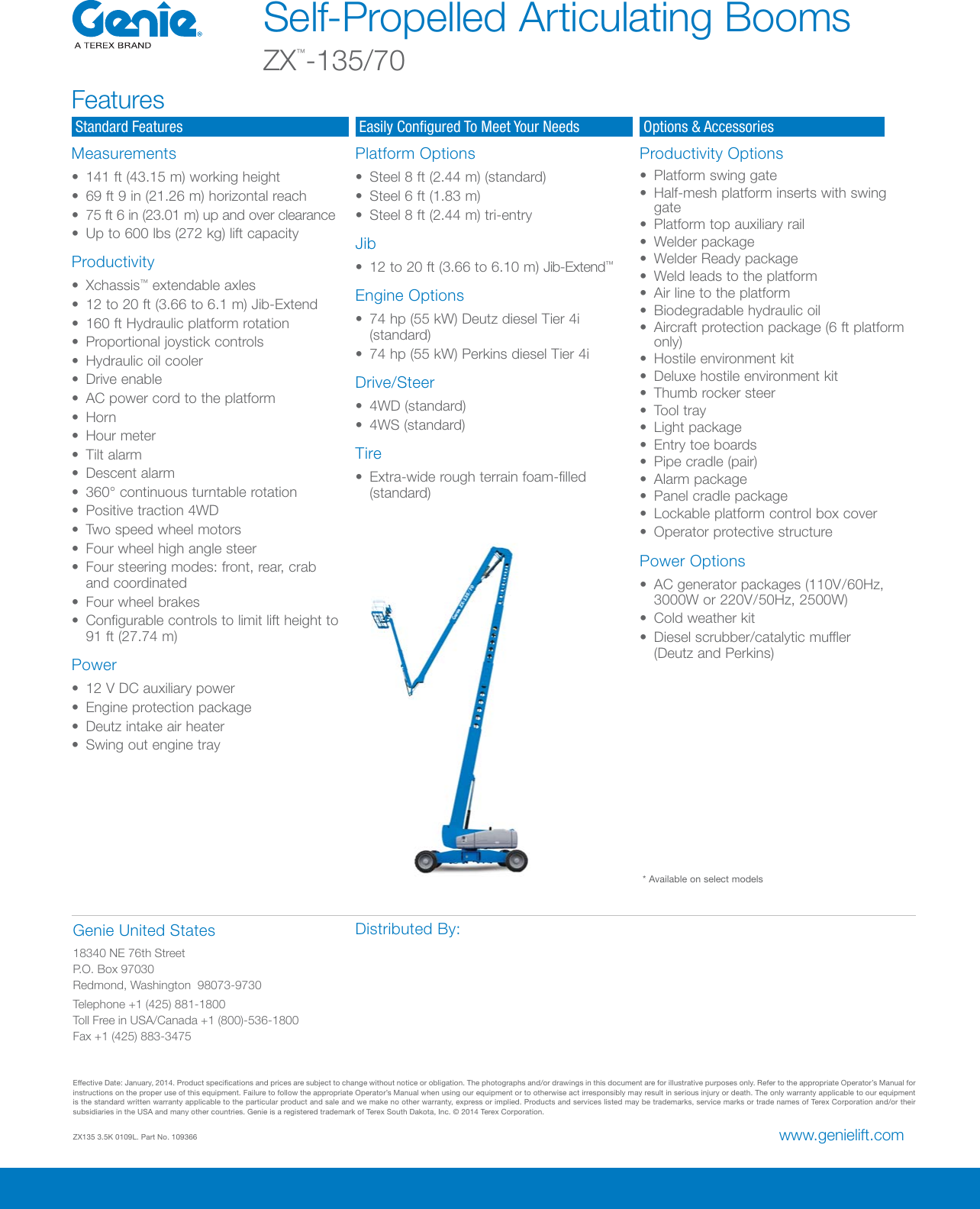 Page 2 of 2 - Genie Genie-Zx-135-70-Product-Specifications- Z-Booms_Spec_1-22-14  Genie-zx-135-70-product-specifications