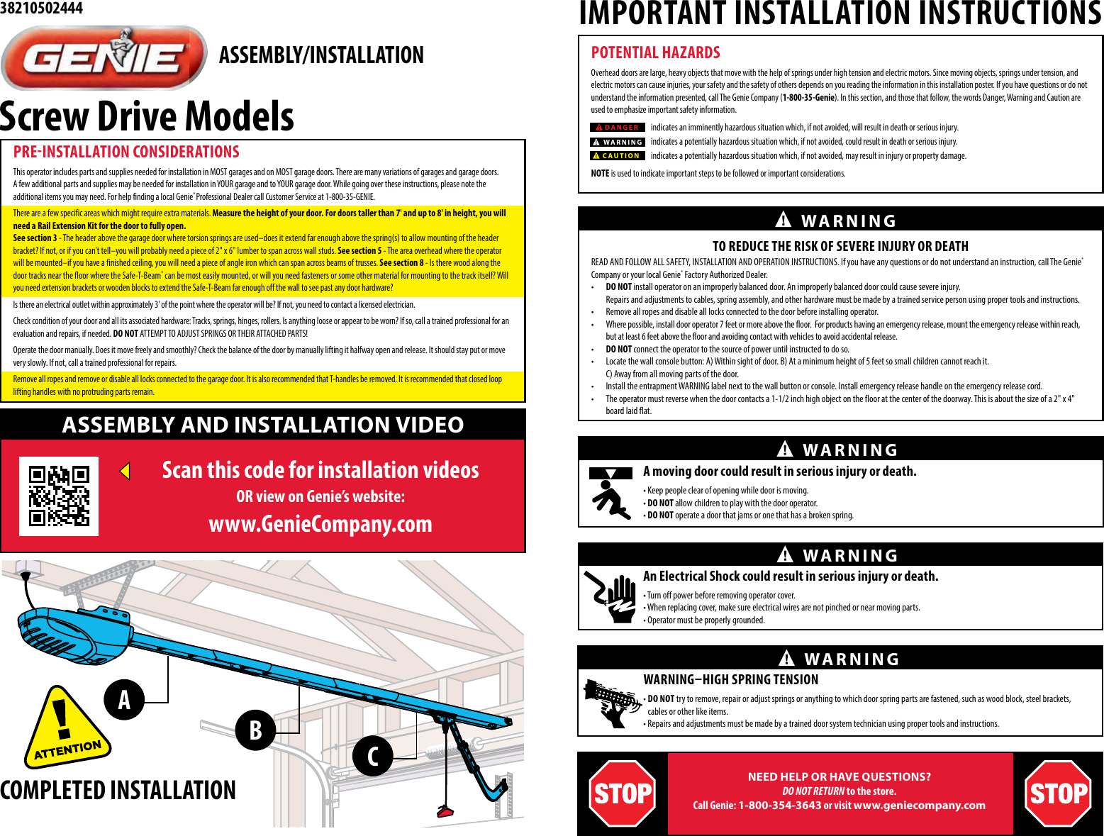 Page 1 of 8 - Genie Assembly-installation Belt-chain-s Eng Update-03-13-14