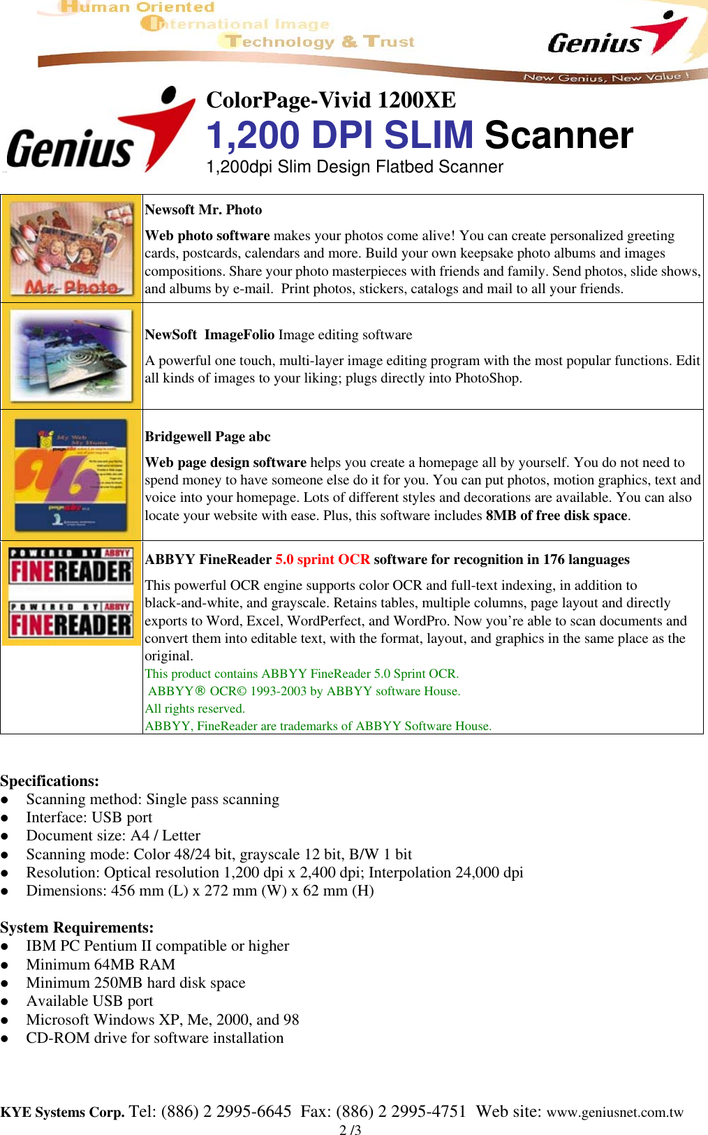 Page 2 of 3 - Genius Genius-1200Xe-Users-Manual PA_CP-Vivid 1200XE
