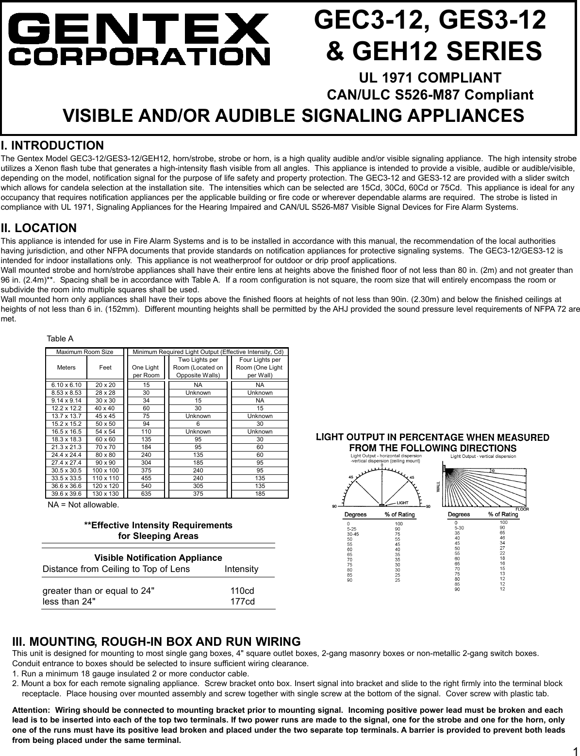 Page 1 of 4 - Gentex Gentex-Gentex-Smoke-Alarm-Gec3-12-Users-Manual- (550-0280-03) GE3 12V Series Manual  Gentex-gentex-smoke-alarm-gec3-12-users-manual