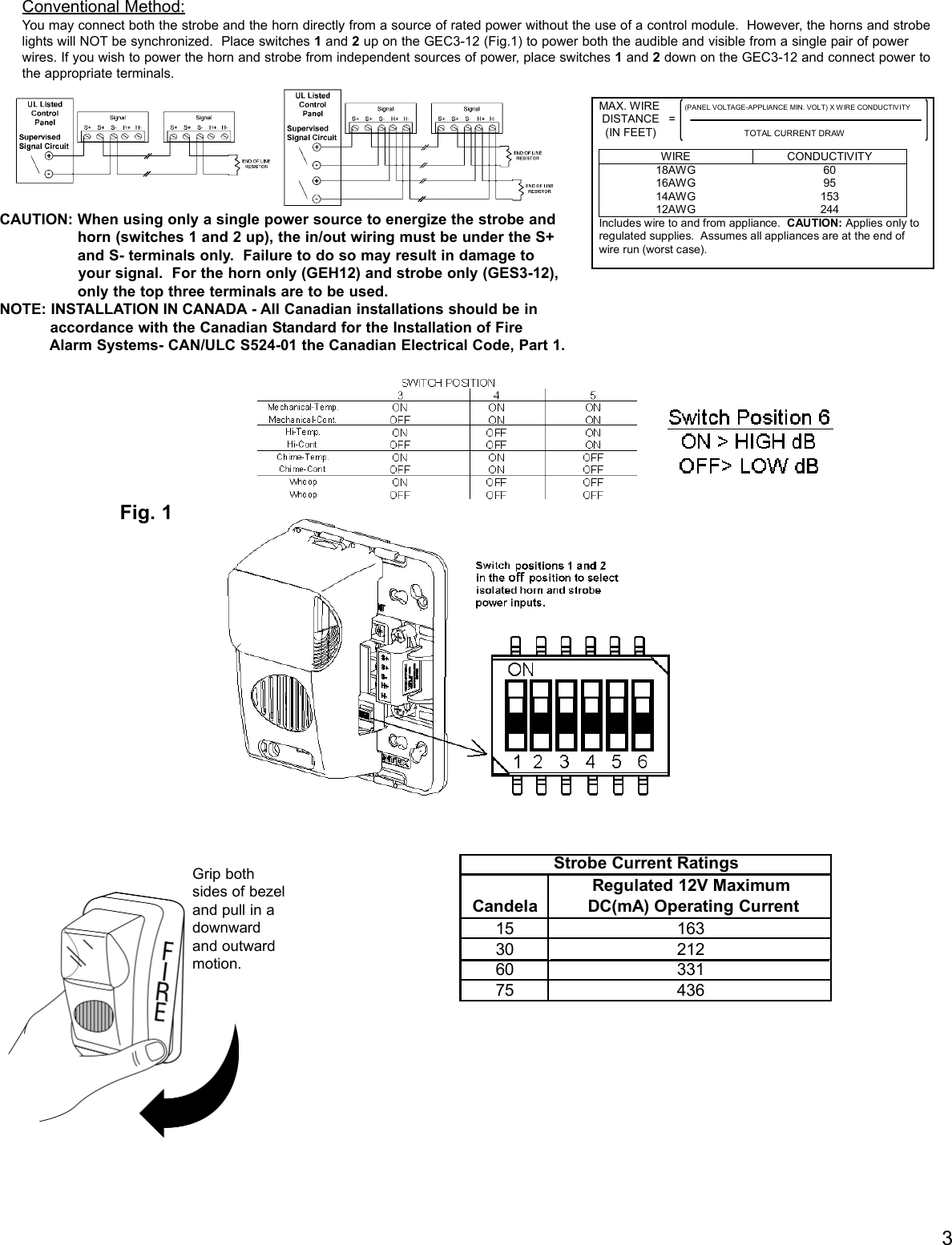 Page 3 of 4 - Gentex Gentex-Gentex-Smoke-Alarm-Gec3-12-Users-Manual- (550-0280-03) GE3 12V Series Manual  Gentex-gentex-smoke-alarm-gec3-12-users-manual