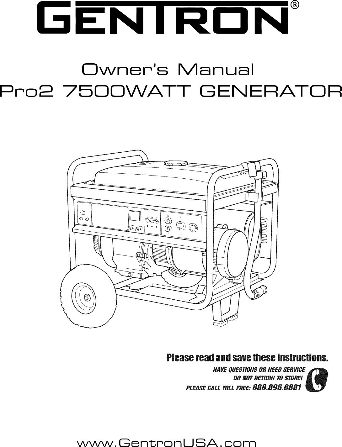 Gentron GG7500 User Manual GENERATOR Manuals And Guides 1107416L
