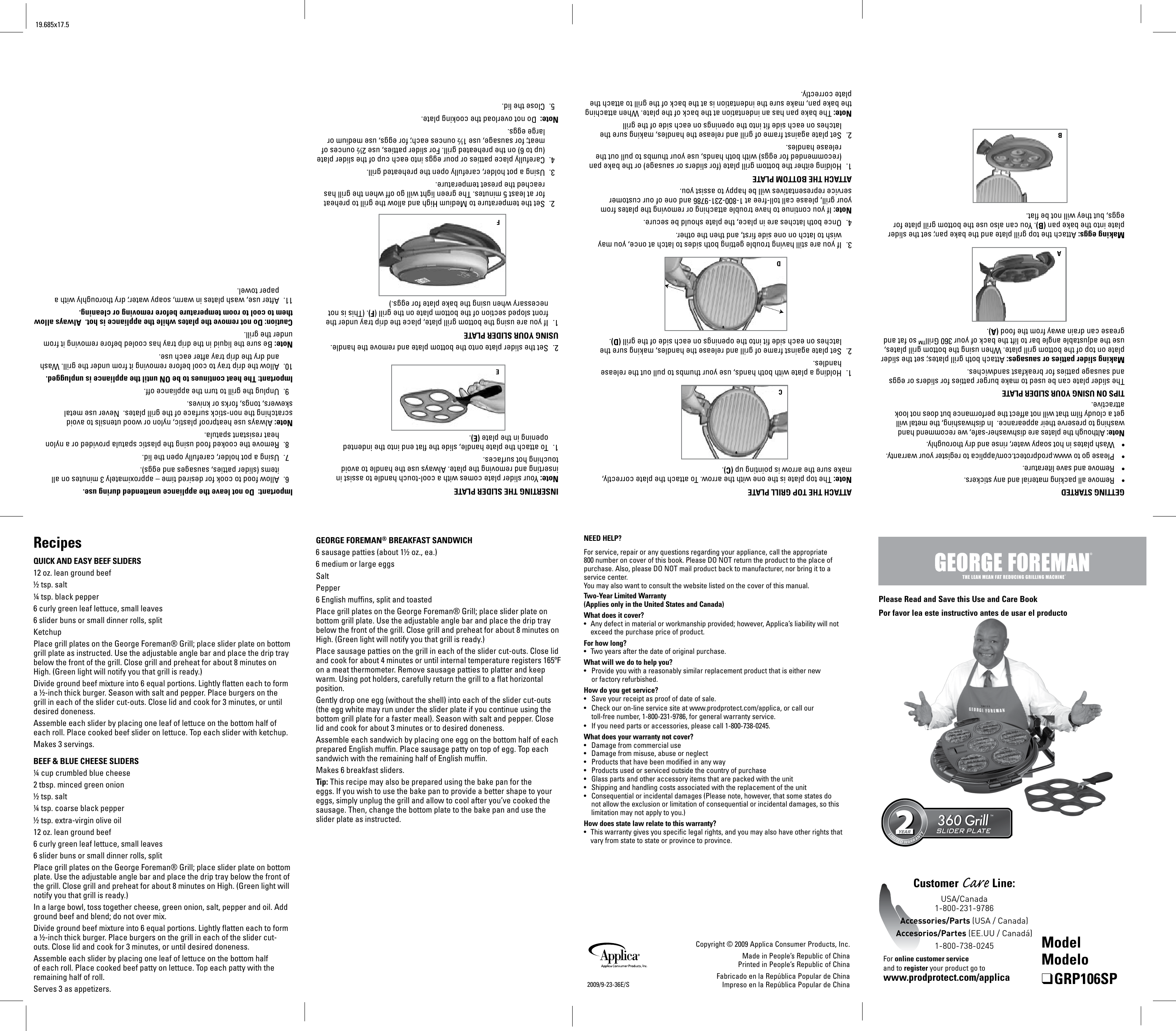 Page 2 of 2 - George-Foreman George-Foreman-Grp106Sp-Use-And-Care-Manual-  George-foreman-grp106sp-use-and-care-manual