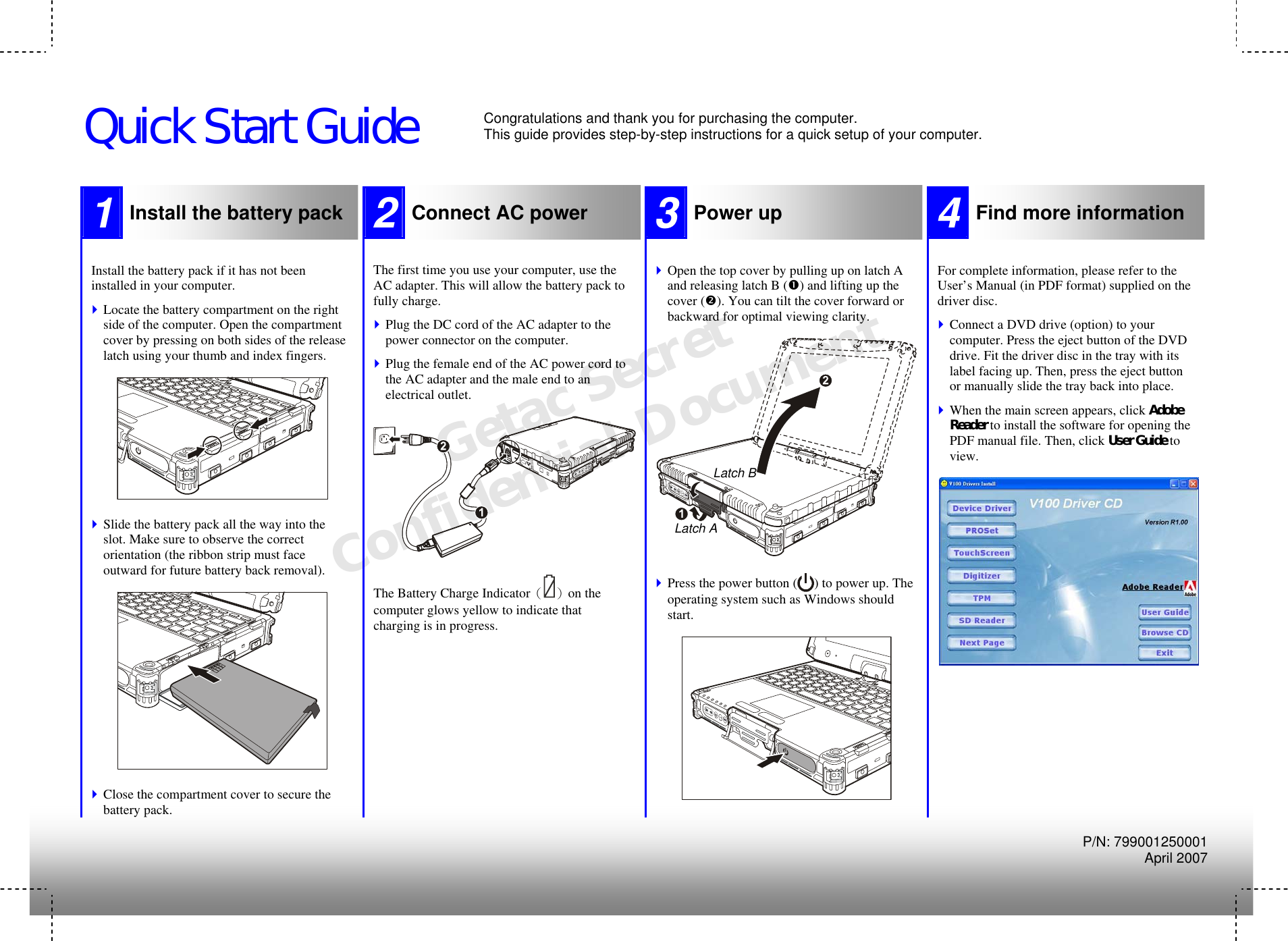 Page 1 of 2 - Getac V100-Qsg-For-Units-Without-Camera - V100 QSG