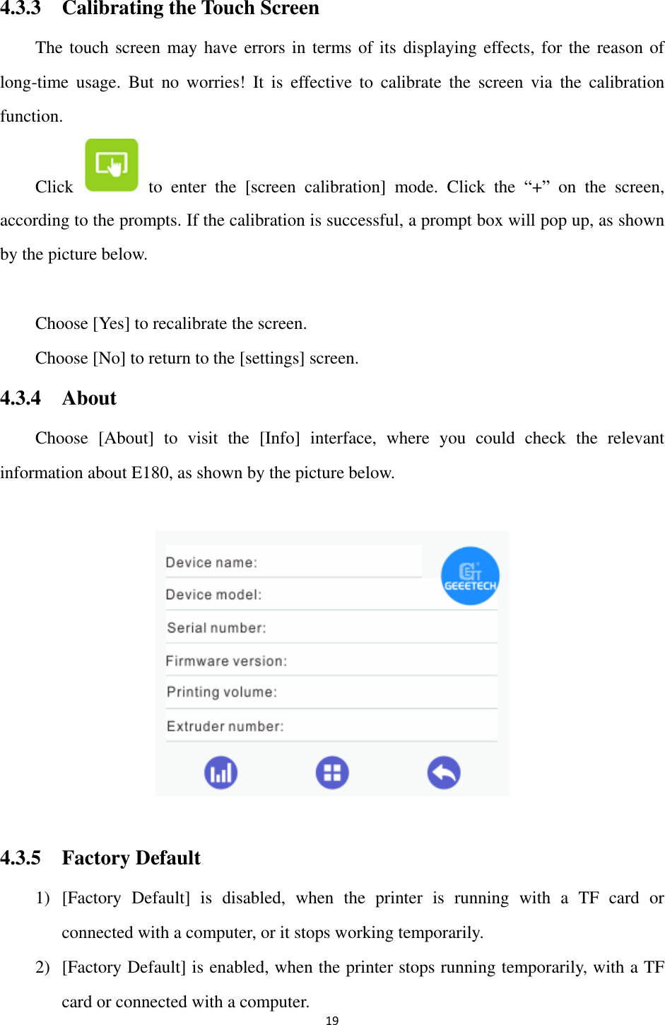Page 20 of Getech Technology E180 Geeetech 3D printer User Manual 