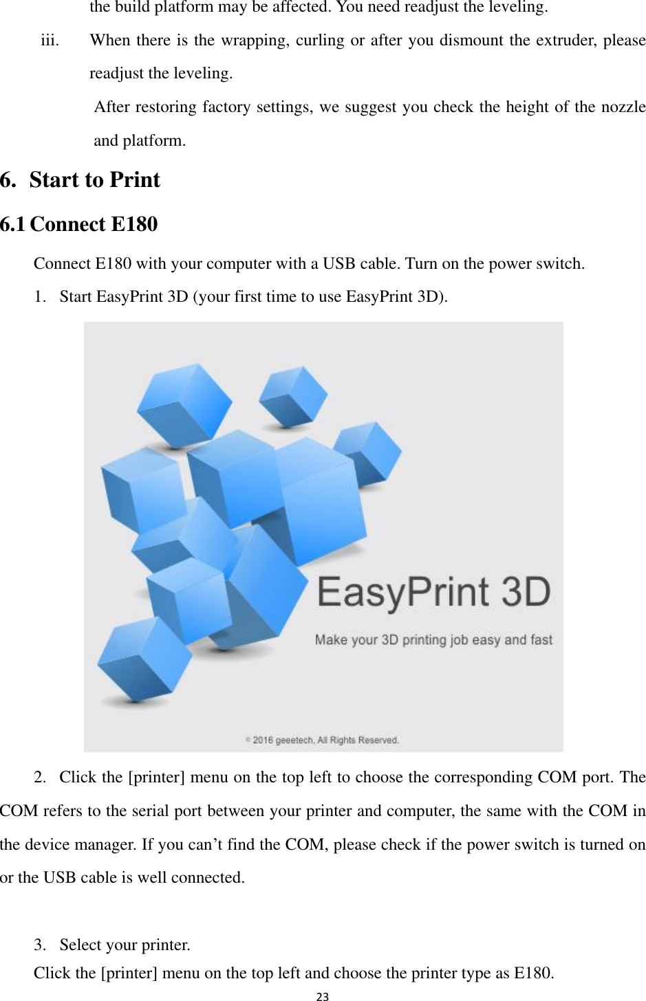 Page 24 of Getech Technology E180 Geeetech 3D printer User Manual 