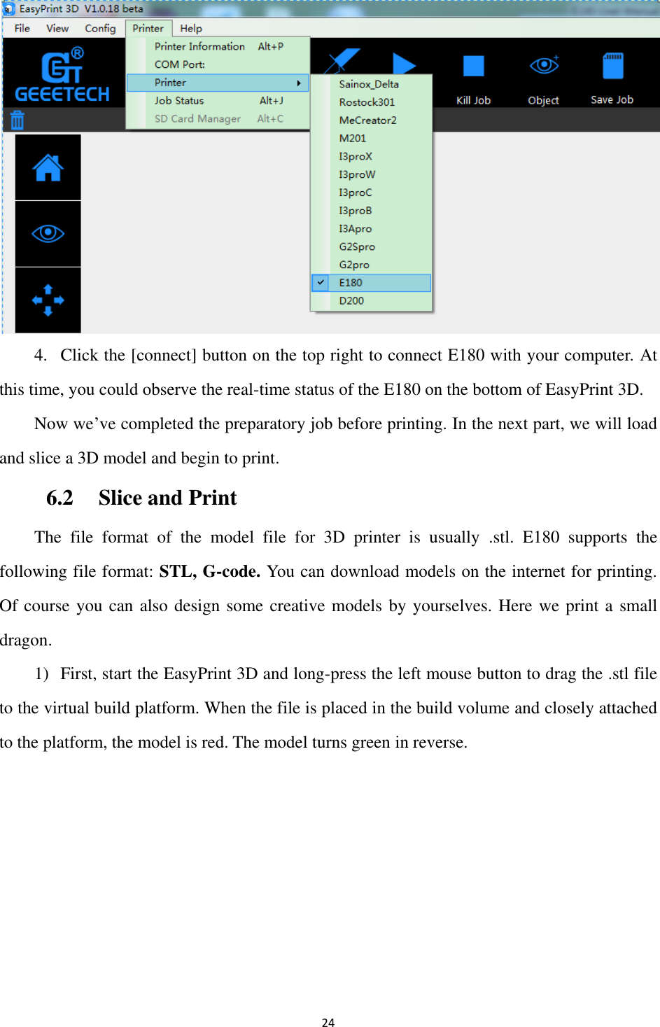 Page 25 of Getech Technology E180 Geeetech 3D printer User Manual 