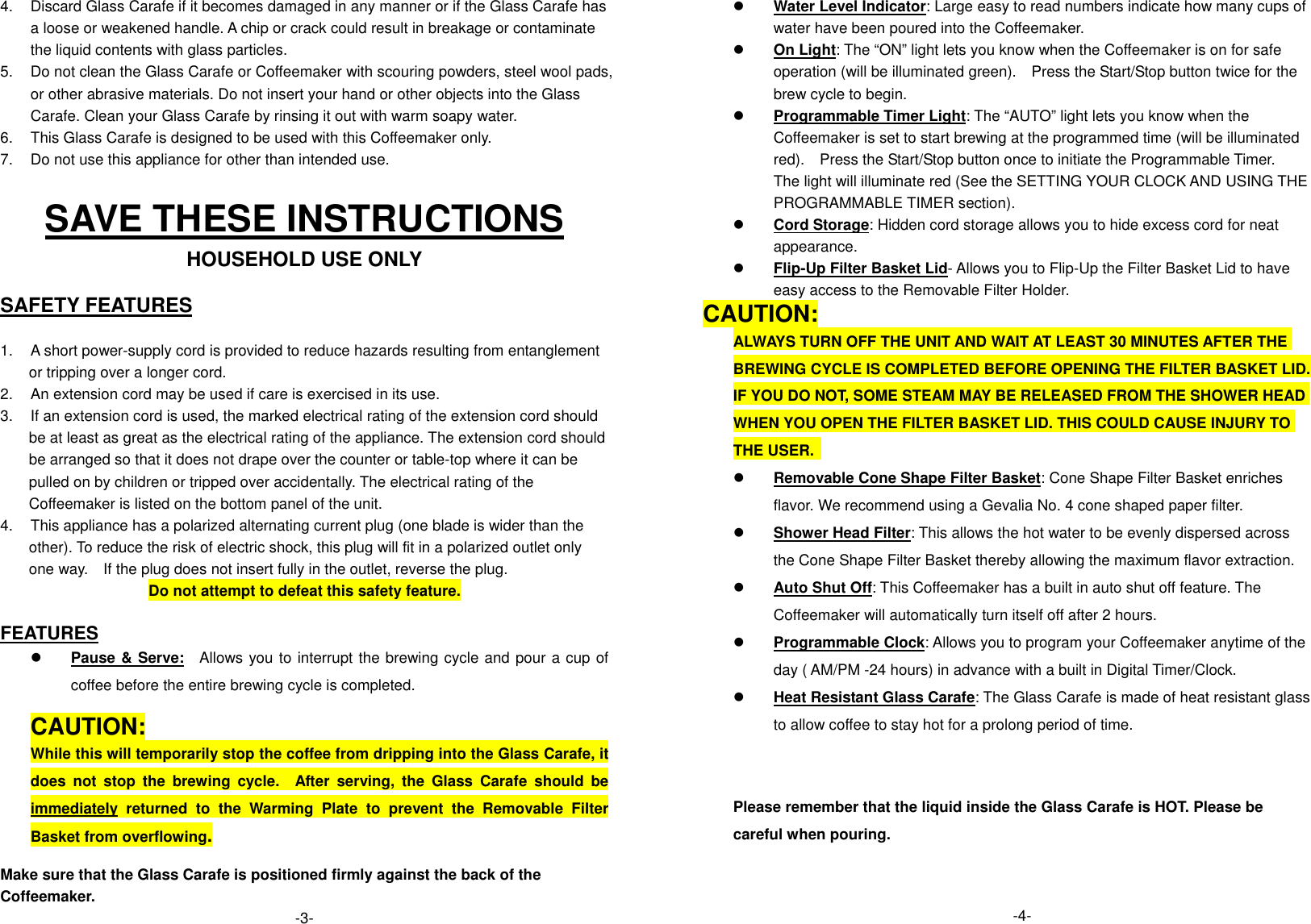 Page 3 of 6 - Gevalia Gevalia-Programmable-12-Cup-Coffeemaker-Xcc-12-Users-Manual- LIMITED WARRANTY  Gevalia-programmable-12-cup-coffeemaker-xcc-12-users-manual