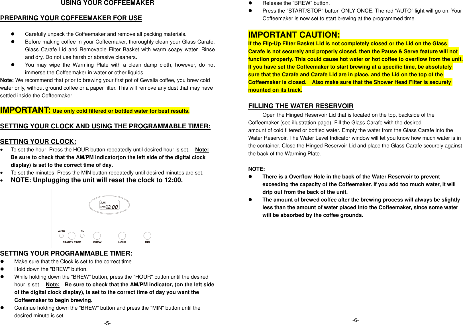 Page 4 of 6 - Gevalia Gevalia-Programmable-12-Cup-Coffeemaker-Xcc-12-Users-Manual- LIMITED WARRANTY  Gevalia-programmable-12-cup-coffeemaker-xcc-12-users-manual